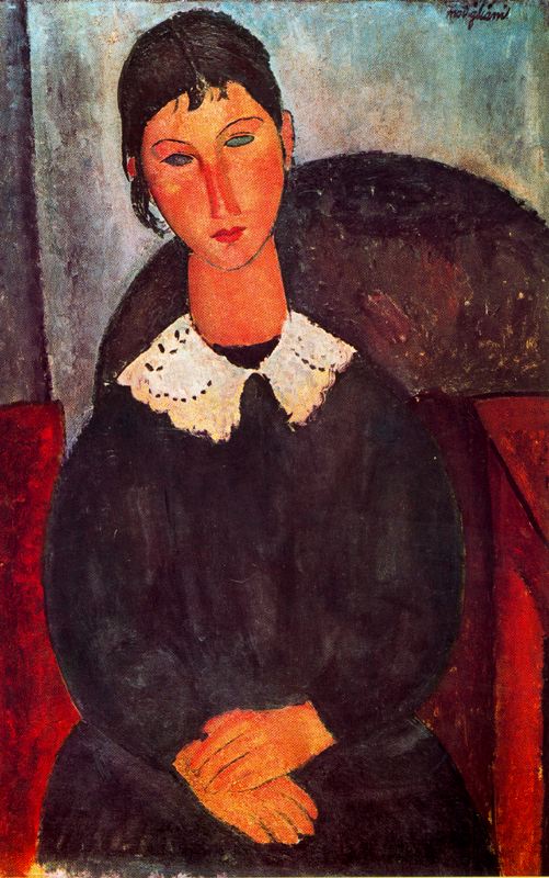 Elvira with a white collar - Amedeo Modigliani Paintings